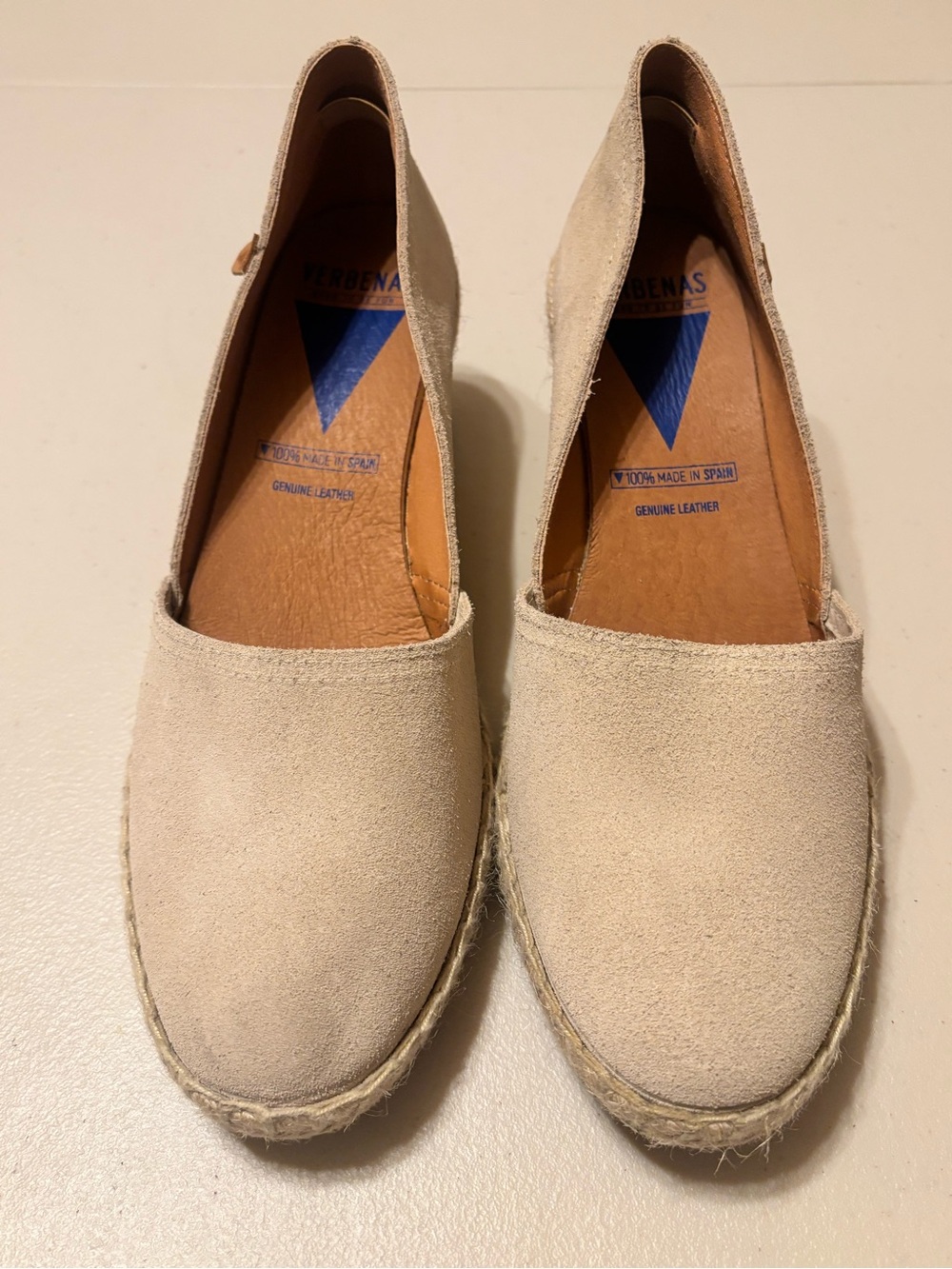 Women's Beige Suede Espadrille Wedge Sandal- Classic Slip-On 41